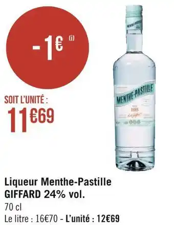 Géant Casino Giffard liqueur menthe-pastille 24% vol. offre
