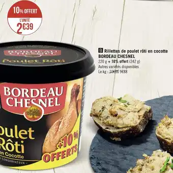 Géant Casino Bordeau chesnel rillettes de poulet rôti en cocotte offre