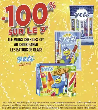Géant Casino Yeti bon plan sur les batons de glace de la marque yeti offre