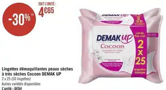 Géant Casino Demak up lingettes démaquillantes peaux à très sèches cocoon offre