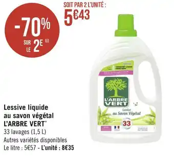 Géant Casino L’arbre vert lessive liquide au savon végétal offre