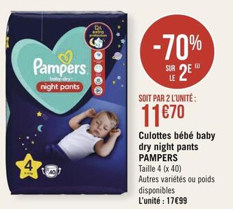 Géant Casino Pampers culottes bébé baby dry night pants offre