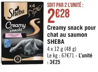 Géant Casino Sheba creamy snack pour chat au saumon offre