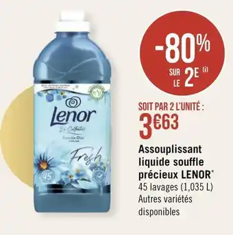 Géant Casino Lenor assouplissant liquide souffle précieux* offre