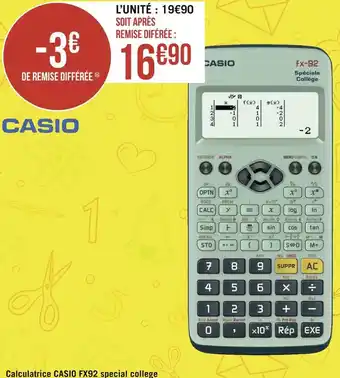 Géant Casino Casio calculatrice fx92 special college offre