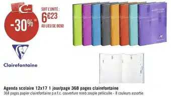 Clairefontaine agenda scolaire 12x17 1 jour/page 368 pages clairefontaine