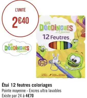 Géant Casino Les doodingues étui 12 feutres coloriages offre
