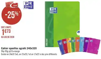 Géant Casino Oxford cahier openflex agrafé 240x320 offre