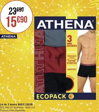 Géant Casino Athena lot 3 boxers easy sport offre