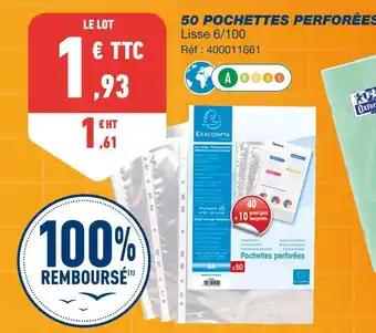 Bureau Vallée Exacompta 50 pochettes perforées offre