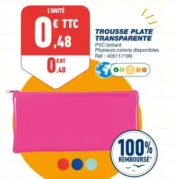 Bureau Vallée Trousse plate transparente offre