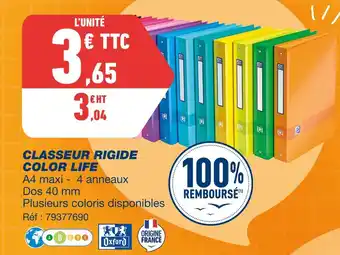 Bureau Vallée Oxford classeur rigide color life offre