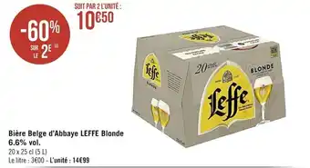 Casino Supermarchés LEFFE bière beige d'abbaye leffe blonde 6,6% vol. offre