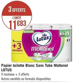 Casino Supermarchés LOTUS papier toilette blanc sans tube moltonel offre