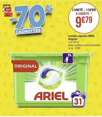 Casino Supermarchés ARIEL lessive capsules original offre