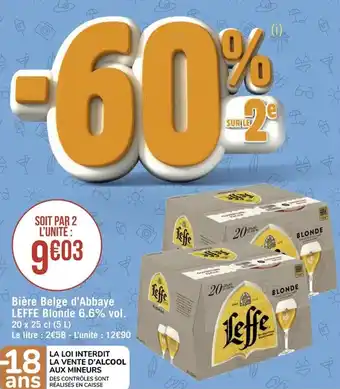 Géant Casino LEFFE bière belge d'abbaye leffe blonde 6,6% vol. offre