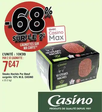 Géant Casino CASINO steaks hachés pur bœuf surgelés 10% M.G. offre