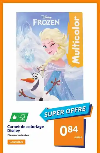 Action Carnet de coloriage disney multicolor offre