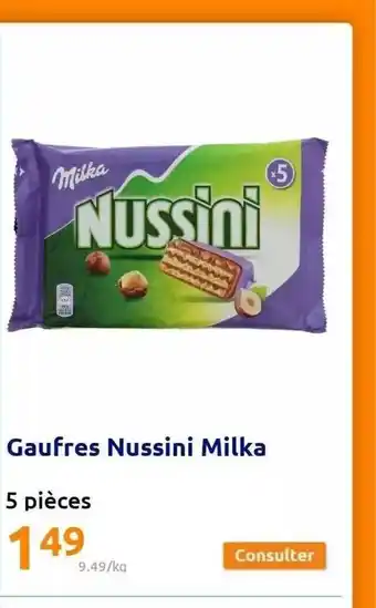 Action Gaufres nussini milka offre