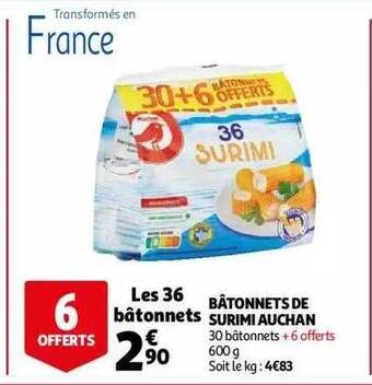 Auchan Bâtonnets de surimi auchan offre