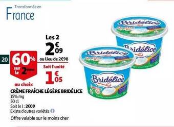 Auchan Crème fraîche légère bridélice offre