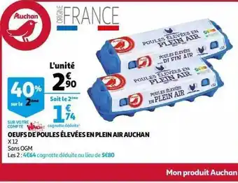 Auchan Oeuf de poules élevées en plein air auchan offre