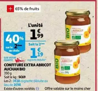 Auchan Confiture extra abricot auchan bio offre