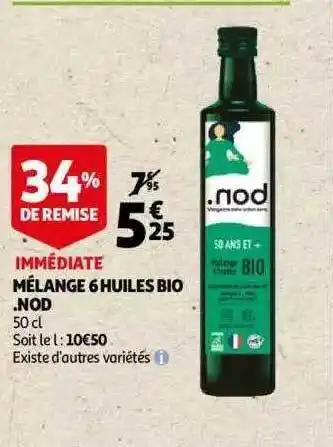 Auchan Mélange 6 huiles bio .nod offre