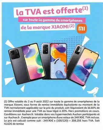 Auchan La gamme de smartphones de la marque xiaomi offre
