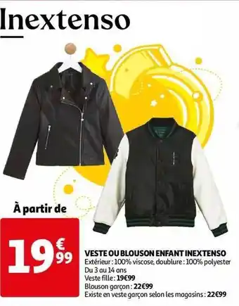 Auchan Veste ou blouson enfant inextenso offre
