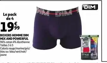 Auchan Boxers homme dim mix and powerful offre