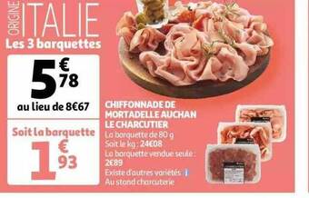 Auchan Chiffonnade de mortadelle auchan le charcutier offre