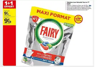 Carrefour Market Tablettes lave vaisselle tout en 1 fairy offre