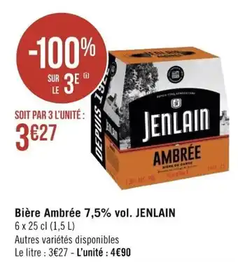 Géant Casino JENLAIN bière ambrée 7,5% vol. offre