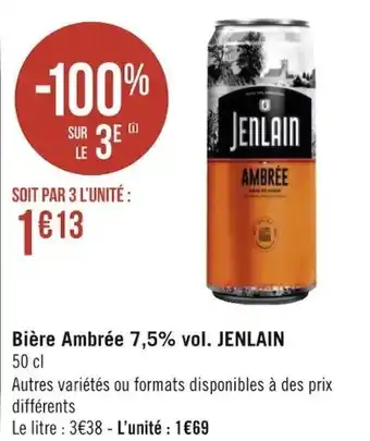Géant Casino JENLAIN bière ambrée 7,5% vol. offre
