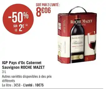 Géant Casino ROCHE MAZET IGP pays d'oc cabernet sauvignon offre