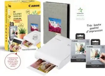 Imprimante photo portable canon kit selphy square qx10 blanc+40f + album