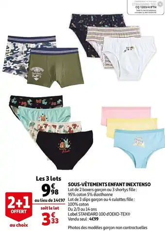 Auchan In extenso sous-vêtements enfant offre