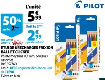 Pilot etui de 6 recharges frixion ball et clicker