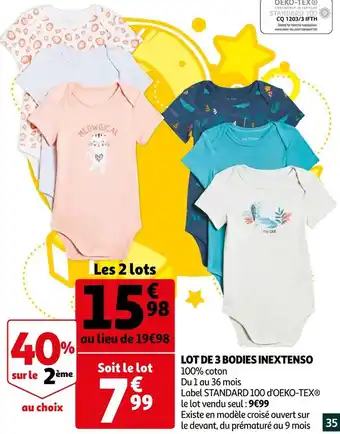 Auchan In extenso lot de 3 bodies offre