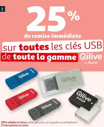 Auchan Qilive bon plan sur toutes les clés usb de toute la gamme qilive offre