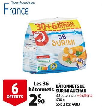 Auchan Auchan bâtonnets de surimi offre