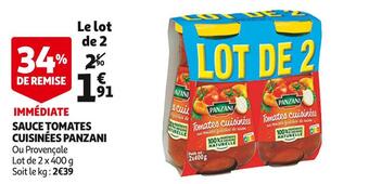 Auchan Panzani sauce tomates cuisinées offre