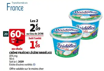 Auchan Bridélice crème fraîche légère offre