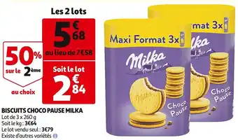 Auchan Milka biscuits choco pause offre