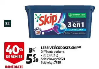 Auchan Skip lessive écodoses offre