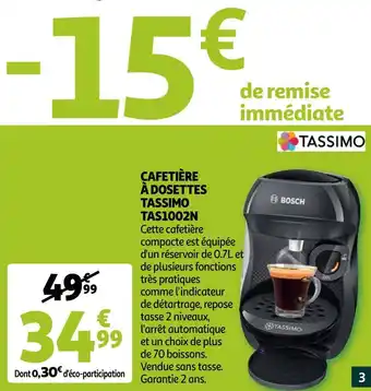 Auchan Tassimo cafetière à dosettes tas1002n offre