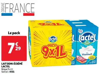 Auchan Lactel lait demi-écrémé offre