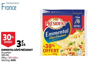 Auchan Président emmental râpé offre