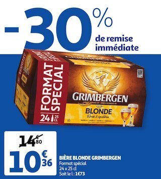 Auchan Grimbergen bière blonde offre